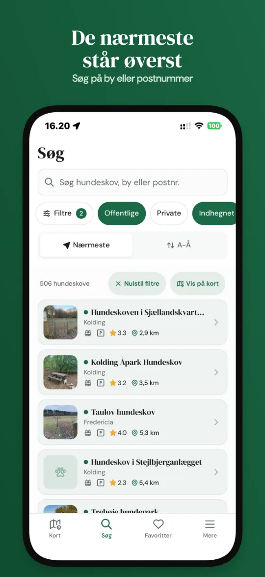 De nærmeste står øverst - søg på by eller postnummer
